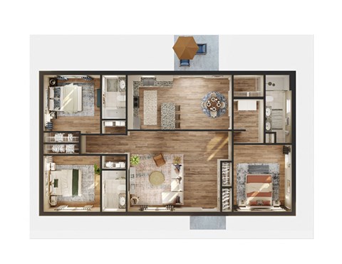 a floor plan of a house with a wooden facade